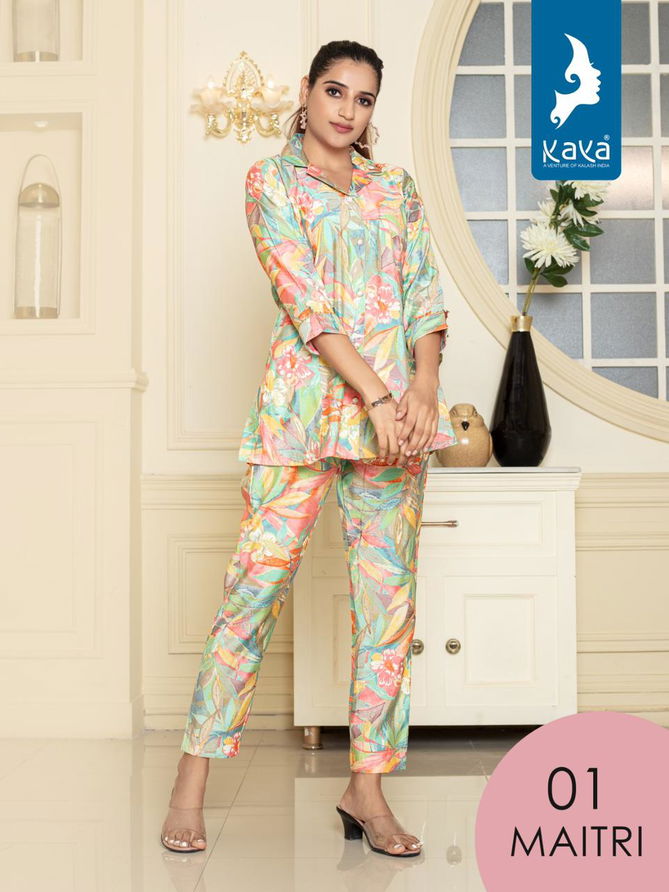 Kaya Maitri Printed Wester Cord Set Catalog
